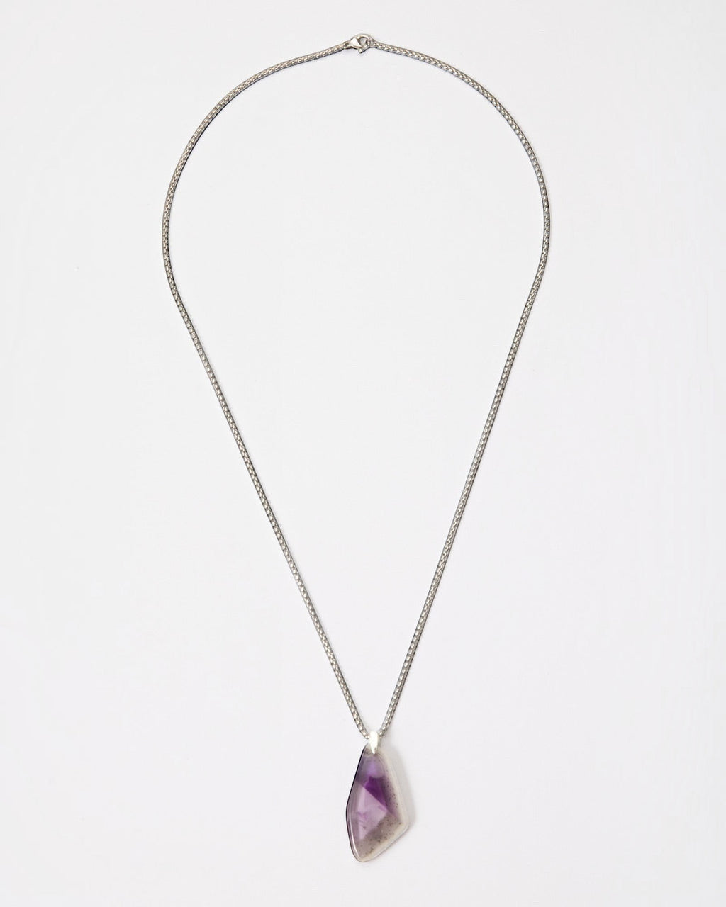 Elsita Jewelry Kaleidoscope IV amethyst pendant necklace with raw purple crystal and sterling silver on stainless chain