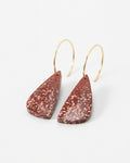 Elsita Jewelry Coral drop earrings featuring speckled reddish-brown stone pendants on delicate gold wire hooks.