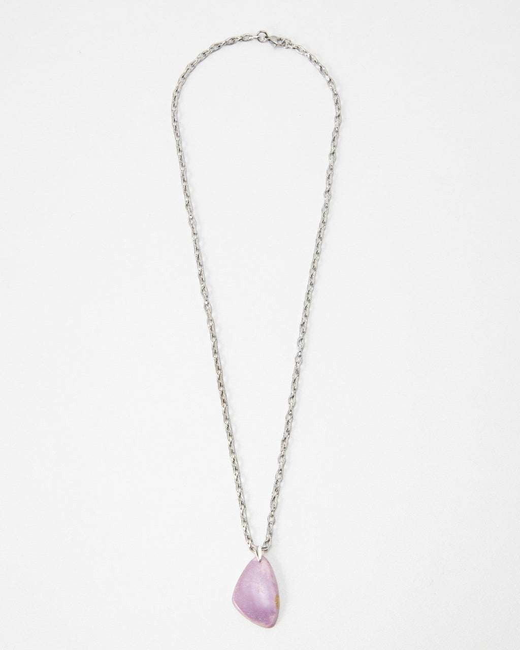 Elsita Jewelry Lilac necklace featuring a smooth, irregular lilac-colored stone pendant on a silver chain.