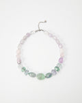 Elsita Jewelry Pastel necklace featuring smooth, multi-colored gemstone beads in soft lavender, pink, and mint green.