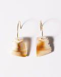 Elsita Jewelry Wild 2 raw Indonesian agate slice earrings with natural banding on 14K gold-filled hoops.