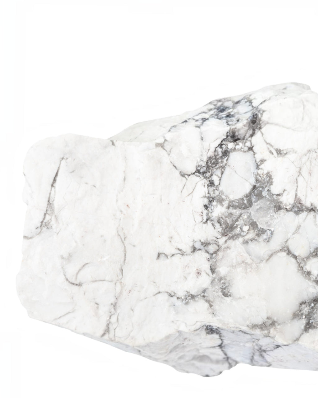 Elsita Jewelry raw white howlite stone with grey marble-like veining isolated on a white background